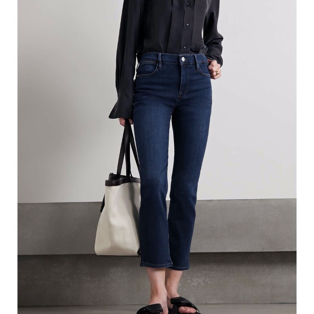 FRAME Le High dark wash straight-leg jeans SZ 26 NWT with missing button FLAW
